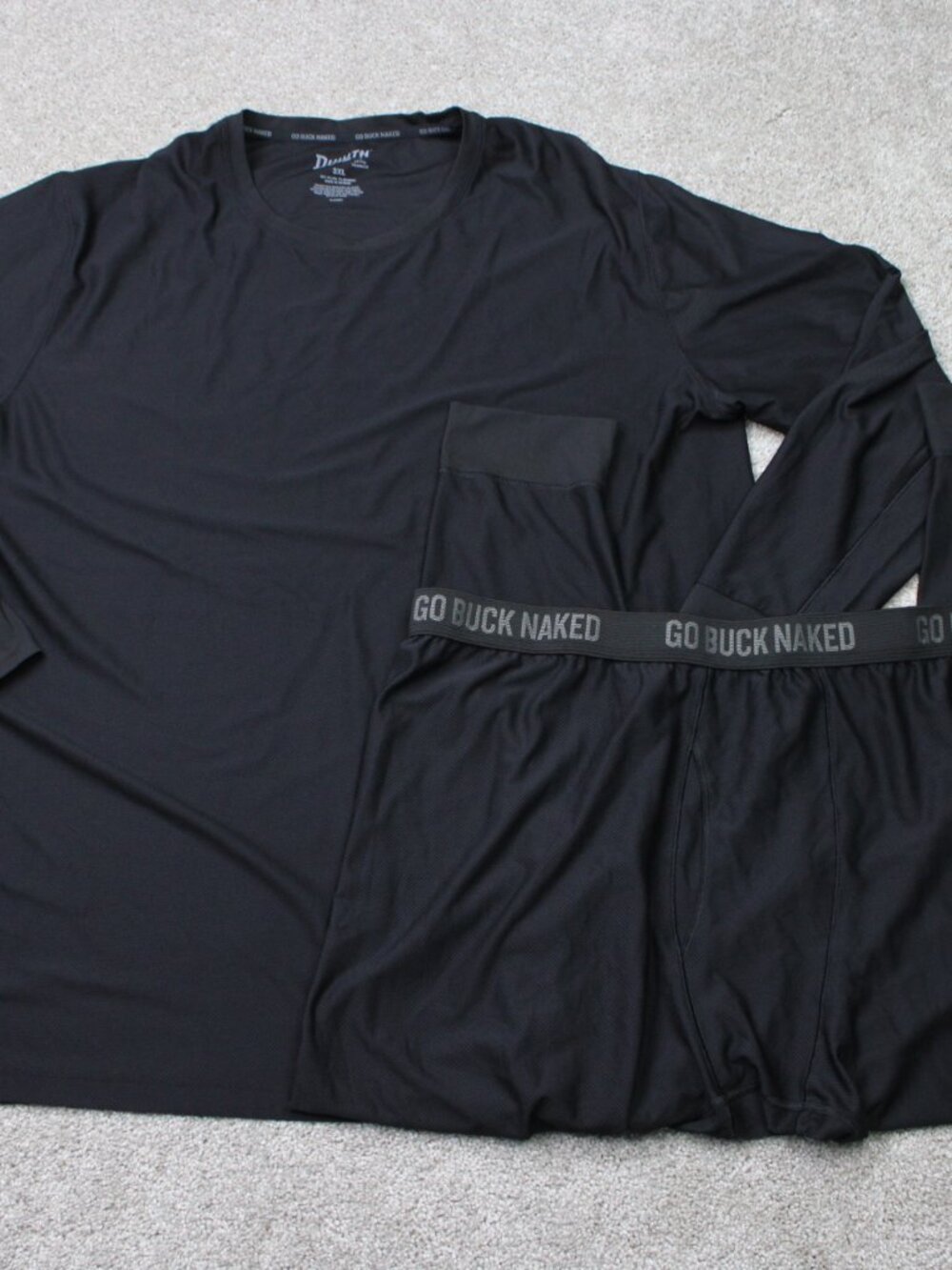Duluth Buck Naked Shirt & Pants Set Mens 3XL Black Base Layer Performance L/S